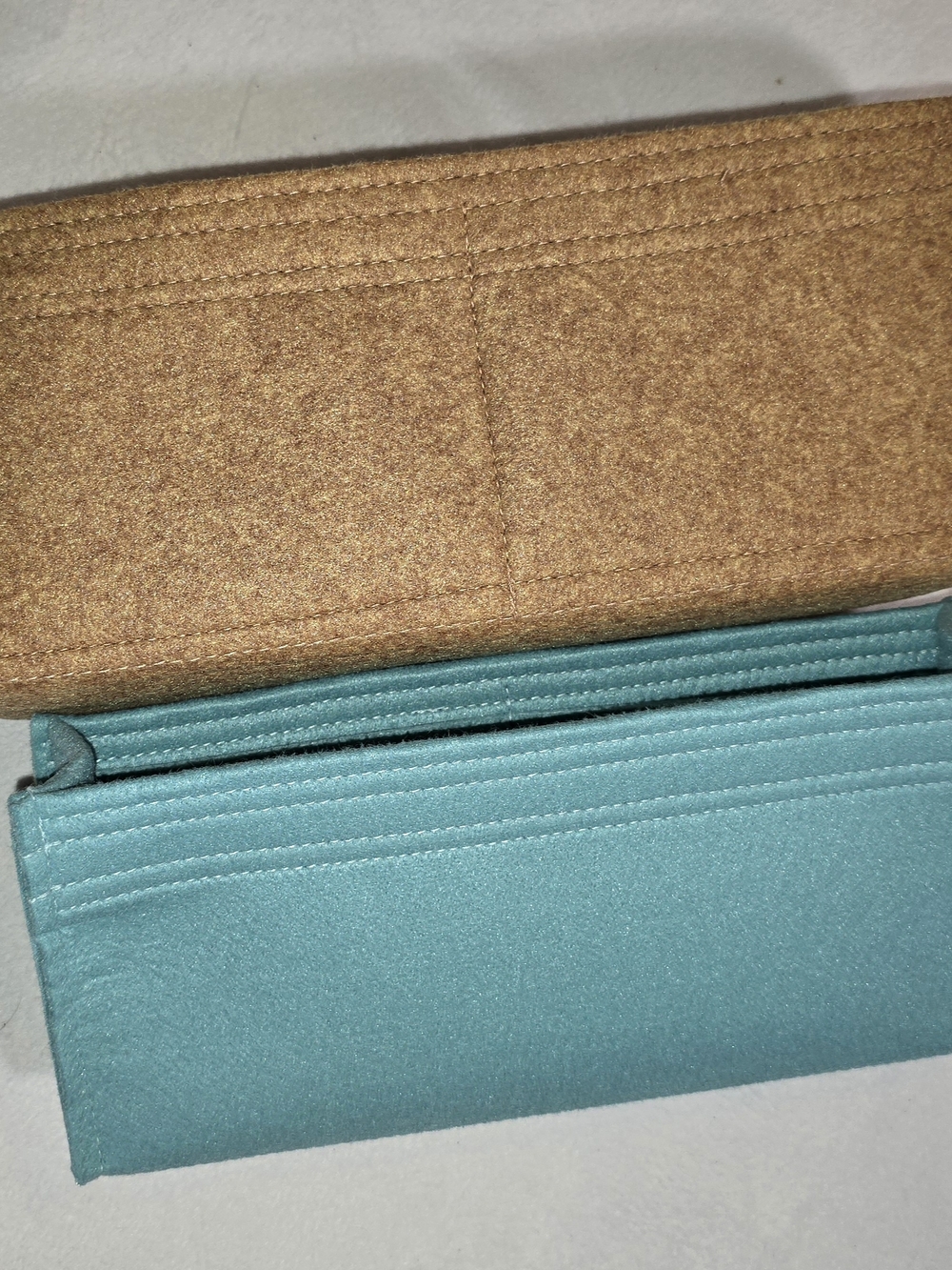 Set of 2 NEW Samorga Felt Bag Organizer Inserts Tan Aqua LV Speedy Neverfull MM